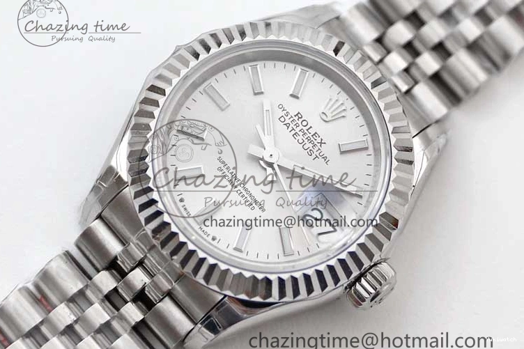 Dial Steel DateJust 28 SS Silver 1:1 NH05 Bracelet 904L on TWF President Best Lady Edition 0207